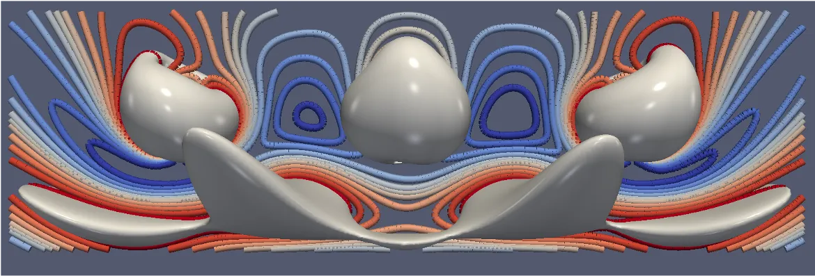Electromagnetic Field Contours Around Three Metal Nanoparticles